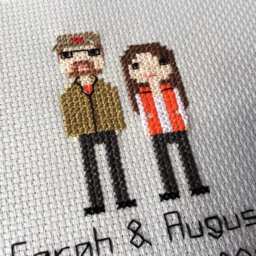 Personalised Custom Grandparent Gift Portrait Wall Art - Nan Nana Nanna Nanny Grandma Grandmother Mamgu Cross Stitch Pixel People - thumbnail 3