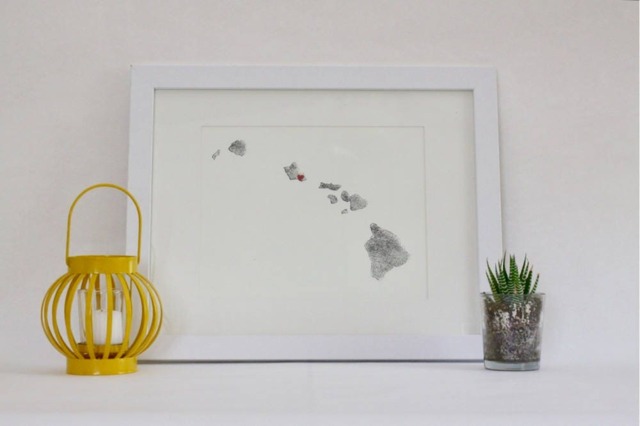 Map Of Hawaii/Hawaiian Islands Art Wall Poster Gift Wedding Love - image 1