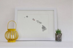 Map Of Hawaii/Hawaiian Islands Art Wall Poster Gift Wedding Love - thumbnail 1