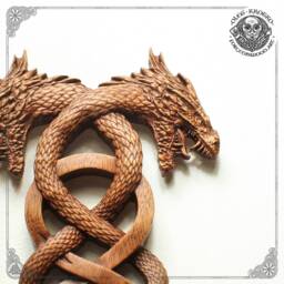 Norse Dragon Wood Carving - Rustic Nordic Wall Art - thumbnail 4