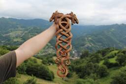 Norse Dragon Wood Carving - Rustic Nordic Wall Art
