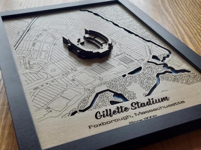 Gillette Stadium Wall Art Laser Engraved Wood, New England Patriots Gift - image 1