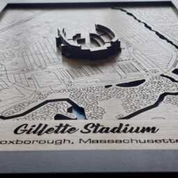 Gillette Stadium Wall Art Laser Engraved Wood, New England Patriots Gift - thumbnail 3