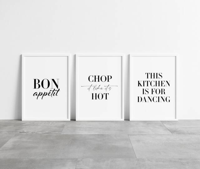 Kitchen Prints - Set Of 3 Print Wall Art Decor Food Bon App??tit For