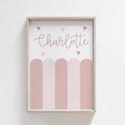 Girls Room Prints, Set Of 6, Gallery Wall Personalised Name Art, Nursery Decor, Neutral Bedroom - thumbnail 2