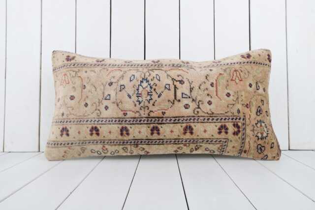 Vintage Turkish Kilim Lumbar Pillow Cover 12x24 Inch, Handmade Throw - image 1