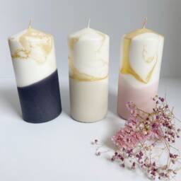Bio Dip Dye Block Candle/Pillar Xl 15 cm Gold Palm Oil Free - thumbnail 2