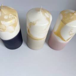 Bio Dip Dye Block Candle/Pillar Xl 15 cm Gold Palm Oil Free - thumbnail 3