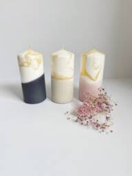 Bio Dip Dye Block Candle/Pillar Xl 15 cm Gold Palm Oil Free