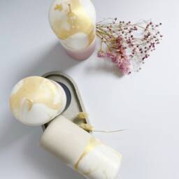 Bio Dip Dye Block Candle/Pillar Xl 15 cm Gold Palm Oil Free - thumbnail 4