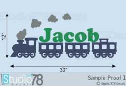 Personalized Train Wall Decal - Nursery, Kids Room Decor - thumbnail 2