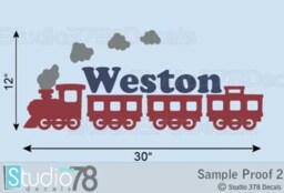Personalized Train Wall Decal - Nursery, Kids Room Decor - thumbnail 3