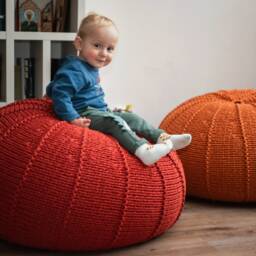 Orange Pumpkin Floor Pillow, Cushion With Memory Foam, Filled, Ready To Use - thumbnail 4