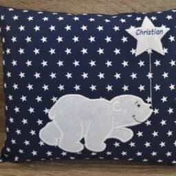 Polar Bear Pillow, Polar Pillow With Name, Birth Bear, Name Baptism Handmade - thumbnail 4