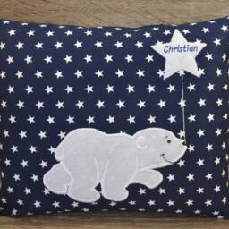 Polar Bear Pillow, Polar Pillow With Name, Birth Bear, Name Baptism Handmade - thumbnail 3