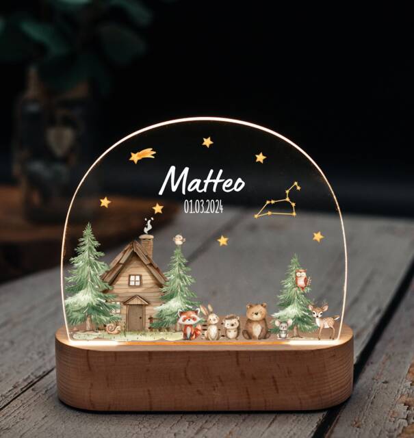 Night Light, Night Light Personalized, Birth, Birth Gift, Baptism, Baby, Baby Lamp, Lamp Name, Children's Room - image 1