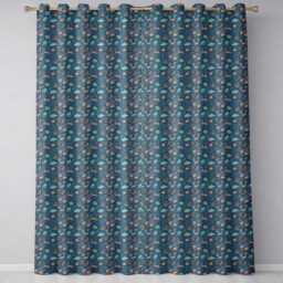 Ocean Coral Reef Fish & Shells Seamless Pattern Marine Life Illustration Readymade Eyelet Ring Top Thermal 100% Blackout Curtains - thumbnail 2