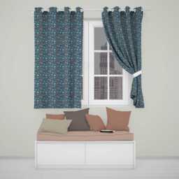 Ocean Coral Reef Fish & Shells Seamless Pattern Marine Life Illustration Readymade Eyelet Ring Top Thermal 100% Blackout Curtains - thumbnail 1