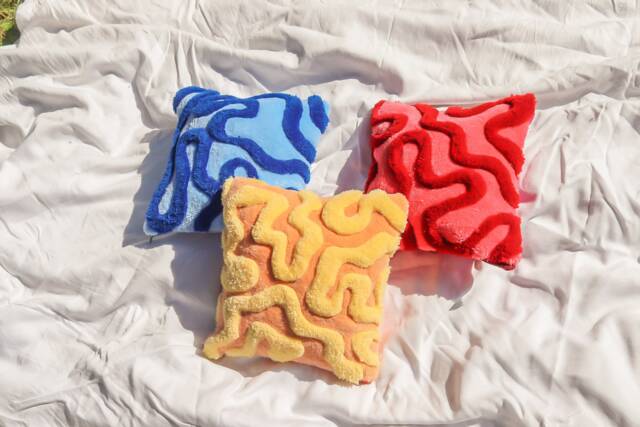 Handmade Wavy Tufted Throw Pillow - Colorful Boho Decor - image 1