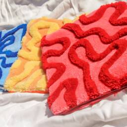 Handmade Wavy Tufted Throw Pillow - Colorful Boho Decor - thumbnail 2