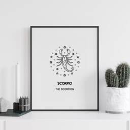 Scorpio Star Sign Print - Scorpion Astrology Gift As Boho Wall Art Decor A5, A4 - thumbnail 2