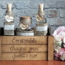 Personalised Wedding Sand Ceremony Crate Engraved Unity Keepsake Box Mr & Mrs Family Name - thumbnail 2
