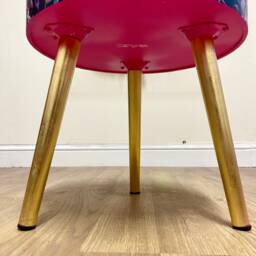 Hot Pink & Gold Round Bedside Table . Leopard Flamingo Design. Bright Home Decor Ideal For Nightstand Or Side Table. Built in Drawer - thumbnail 3