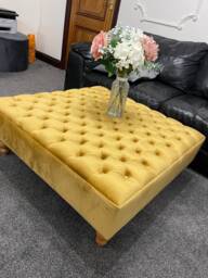 Square Handmade Chesterfield Footstool Coffee Table in Plush/Soft Velvet 17