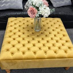 Square Handmade Chesterfield Footstool Coffee Table in Plush/Soft Velvet 17 - thumbnail 4