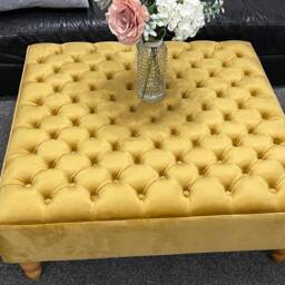 Square Handmade Chesterfield Footstool Coffee Table in Plush/Soft Velvet 17 - thumbnail 2