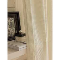 Custom Curtains Grids Linen Look Net Sheer Voile Curtain For Airbnb Bedroom Living Room - thumbnail 3