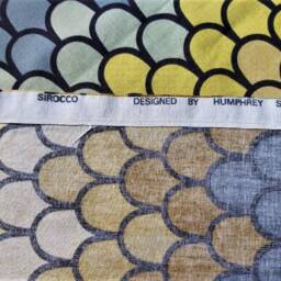 Heals Humphrey Spender Sirocco Cushion Cover Blue, Ochre, Yellow Cotton Pillow - thumbnail 3