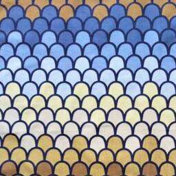Heals Humphrey Spender Sirocco Cushion Cover Blue, Ochre, Yellow Cotton Pillow - thumbnail 2