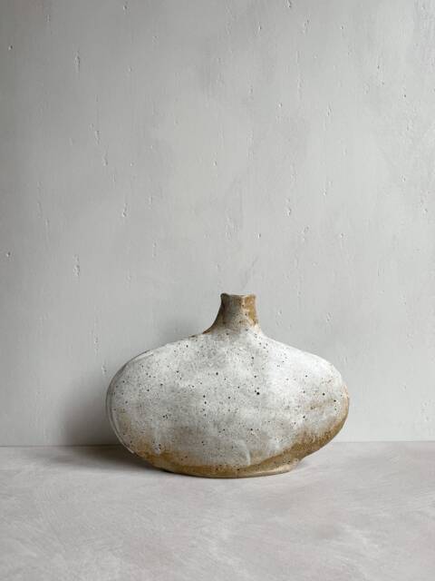 Skimming Stone Vase in Toasted Glaze, Decorative, Handmade Pottery, Stoneware Stem Vase - image 1