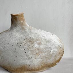Skimming Stone Vase in Toasted Glaze, Decorative, Handmade Pottery, Stoneware Stem Vase - thumbnail 2