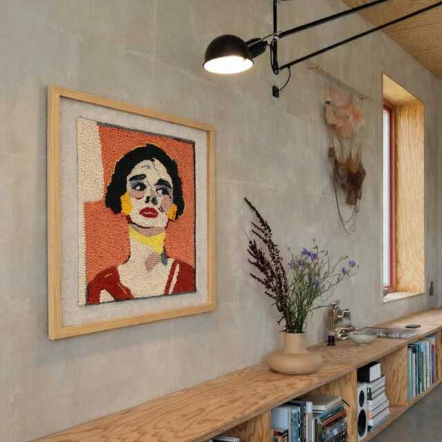 Massive Framed Woman Portrait Handwoven Wall Art, Modern Figurative Decor - Handmade Statement Living Room - image 1