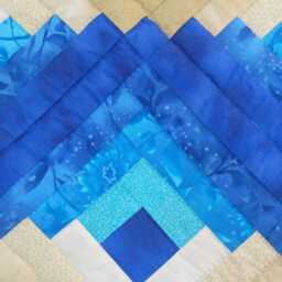 Tropical Log Cabin Star Quilt, Custom Log Turquoise Beige Amish Patchwork Cotton Bedspread, Blue Bedroom D??cor - thumbnail 4