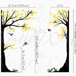 Large Tree Wall Decal Set With Beetles & Snails Corner Decals Nursery Art Decor Mural Sticker, 2 Kw025 - thumbnail 2