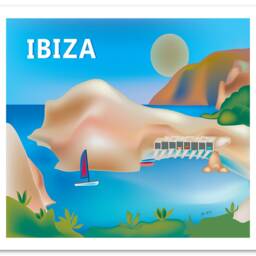 Ibiza Art, Wall Canvas, Poster, Cala D'en Serra Bay Travel Art Gift, Spain European Print Style - E8-O-Ibi - thumbnail 3