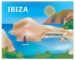 Ibiza Art, Wall Canvas, Poster, Cala D'en Serra Bay Travel Art Gift, Spain European Print Style - E8-O-Ibi - thumbnail 1