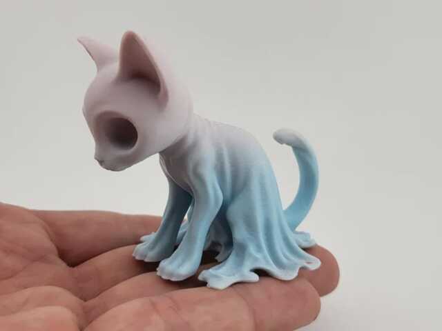 Ghost Cat Figurine - Spooky Cute Hollow Eye Kitten Statue Gothic Halloween Desk Decor 3D Printed Pla Gift - image 1