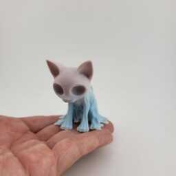 Ghost Cat Figurine - Spooky Cute Hollow Eye Kitten Statue Gothic Halloween Desk Decor 3D Printed Pla Gift - thumbnail 2
