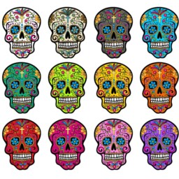 Day Of The Dead Sugar Skull - Beige Silhouette Pendulum Wall Clock - thumbnail 2