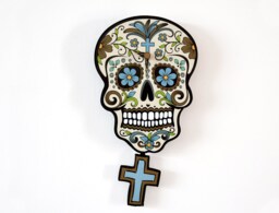 Day Of The Dead Sugar Skull - Beige Silhouette Pendulum Wall Clock