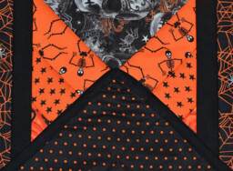 Skull Table Runner, Quilt, Halloween Skeleton Pumpkin Spider Wall Hanging, Cat Candy - thumbnail 4