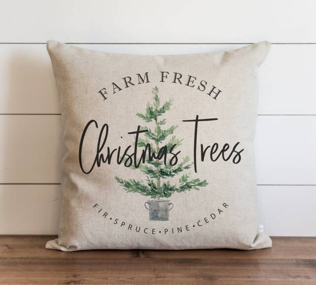 Christmas Pillow Cover - Farm Fresh Trees Farmhouse Xmas Decor Holiday Covers Accent - image 1
