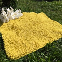 Hand Woven Wool Rug Yellow Organic Floor Decor - thumbnail 3