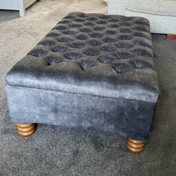 Handmade Chesterfield Storage Ottoman Plush Coniston Fabric, Extra Large Footstool - thumbnail 3