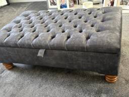 Handmade Chesterfield Storage Ottoman Plush Coniston Fabric, Extra Large Footstool - thumbnail 1