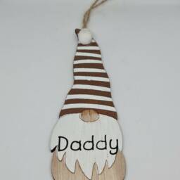 Personalised Wooden Christmas Tree Decorations. Childrens Stocking Filler Present. Gonk/Gnome. Bauble/Tree Hanging Ornament - thumbnail 3